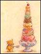 Винни Пух празднует свой День Рождения и собирается съесть огромный десерт с вишенкой.